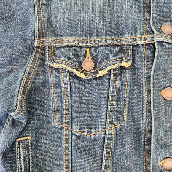 Levi Strauss Signature Denim Jacket Vintage Womens Medium Distressed Look EUC - Picture 14 of 16